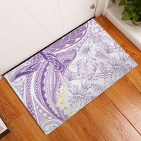 Polynesia Humpback Whale Rubber Doormat Tropical Plumeria Lavender