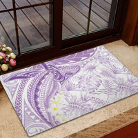 Polynesia Humpback Whale Rubber Doormat Tropical Plumeria Lavender