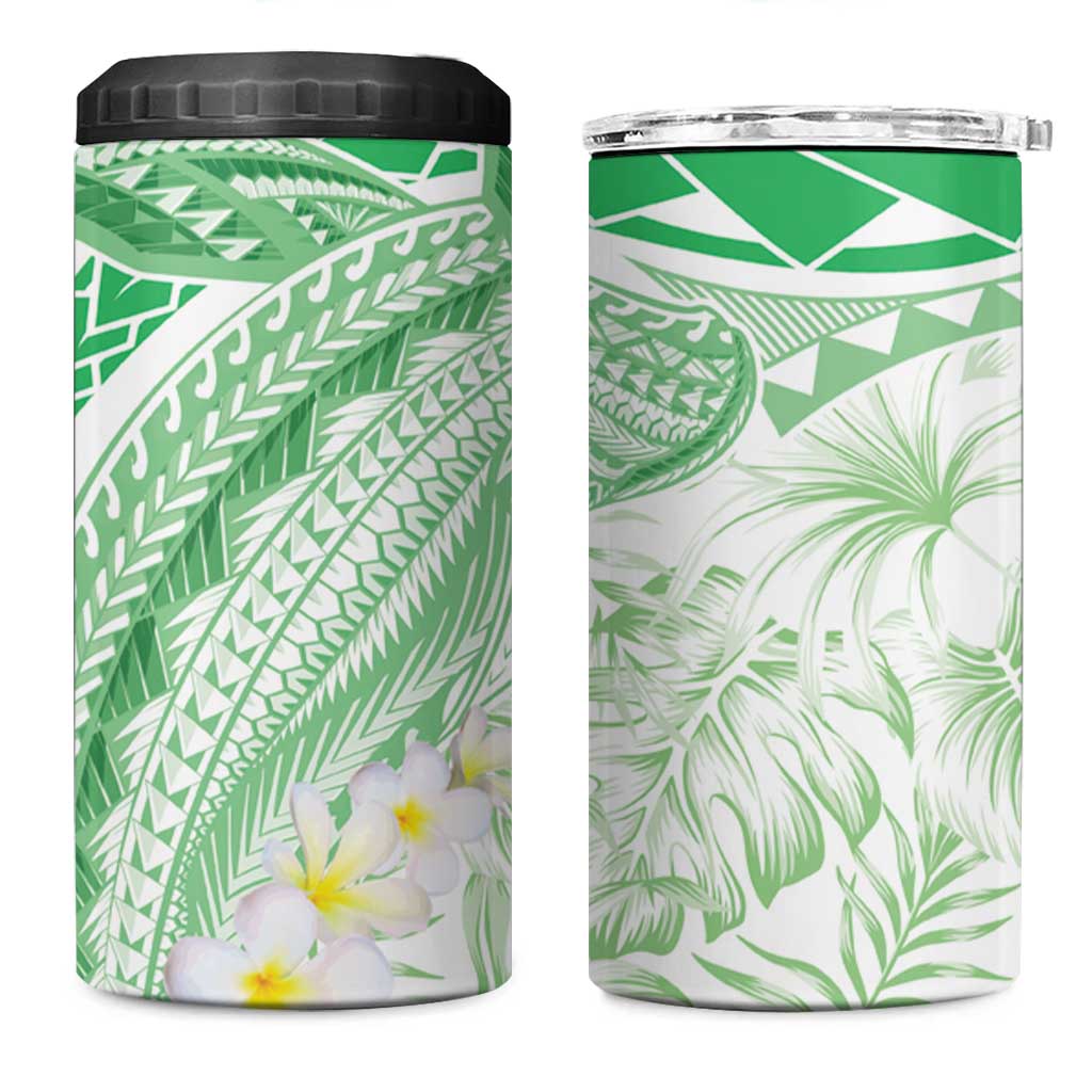 Polynesia Humpback Whale 4 in 1 Can Cooler Tumbler Tropical Plumeria Emerald