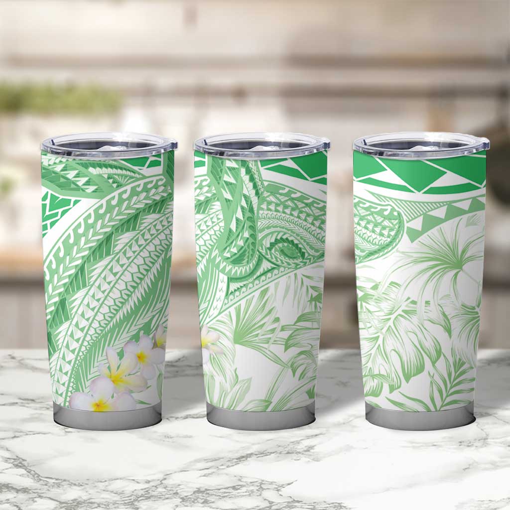 Polynesia Humpback Whale Tumbler Cup Tropical Plumeria Emerald