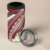 Polynesia Humpback Whale 4 in 1 Can Cooler Tumbler Tropical Plumeria Oxblood
