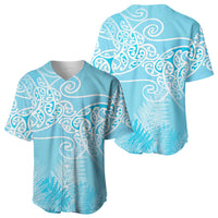 Aotearoa Maori Koru Curves Baseball Jersey Silver Ferns - Turquoise