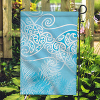 Aotearoa Maori Koru Curves Garden Flag Silver Ferns - Turquoise