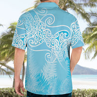 Aotearoa Maori Koru Curves Hawaiian Shirt Silver Ferns - Turquoise