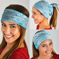 Aotearoa Maori Koru Curves Neck Gaiter Silver Ferns - Turquoise