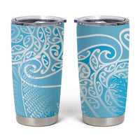 Aotearoa Maori Koru Curves Tumbler Cup Silver Ferns - Turquoise