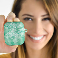 Aotearoa Maori Koru Curves AirPods Case Silver Ferns - Mint