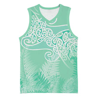 Aotearoa Maori Koru Curves Basketball Jersey Silver Ferns - Mint