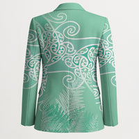 Aotearoa Maori Koru Curves Blazer Silver Ferns - Mint