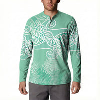 Aotearoa Maori Koru Curves Button Sweatshirt Silver Ferns - Mint