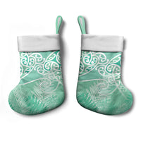 Aotearoa Maori Koru Curves Christmas Stocking Silver Ferns - Mint LT7 - Polynesian Pride