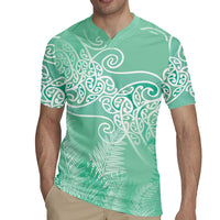 Aotearoa Maori Koru Curves Rugby Jersey Silver Ferns - Mint