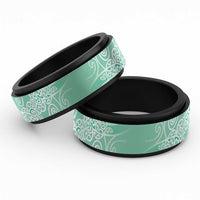 Aotearoa Maori Koru Curves Spinner Ring Silver Ferns - Mint LT7 Black Mint Green - Polynesian Pride
