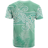 Aotearoa Maori Koru Curves T Shirt Silver Ferns - Mint