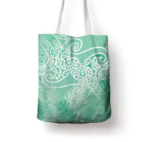 Aotearoa Maori Koru Curves Tote Bag Silver Ferns - Mint