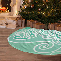 Aotearoa Maori Koru Curves Tree Skirt Silver Ferns - Mint LT7 - Polynesian Pride