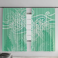 Aotearoa Maori Koru Curves Window Curtain Silver Ferns - Mint