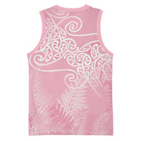 Aotearoa Maori Koru Curves Basketball Jersey Silver Ferns - Rose Pink