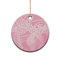 Aotearoa Maori Koru Curves Ceramic Ornament Silver Ferns - Rose Pink LT7 - Polynesian Pride