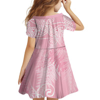 Aotearoa Maori Koru Curves Family Matching Summer Maxi Dress and Hawaiian Shirt Silver Ferns - Rose Pink LT7 - Polynesian Pride