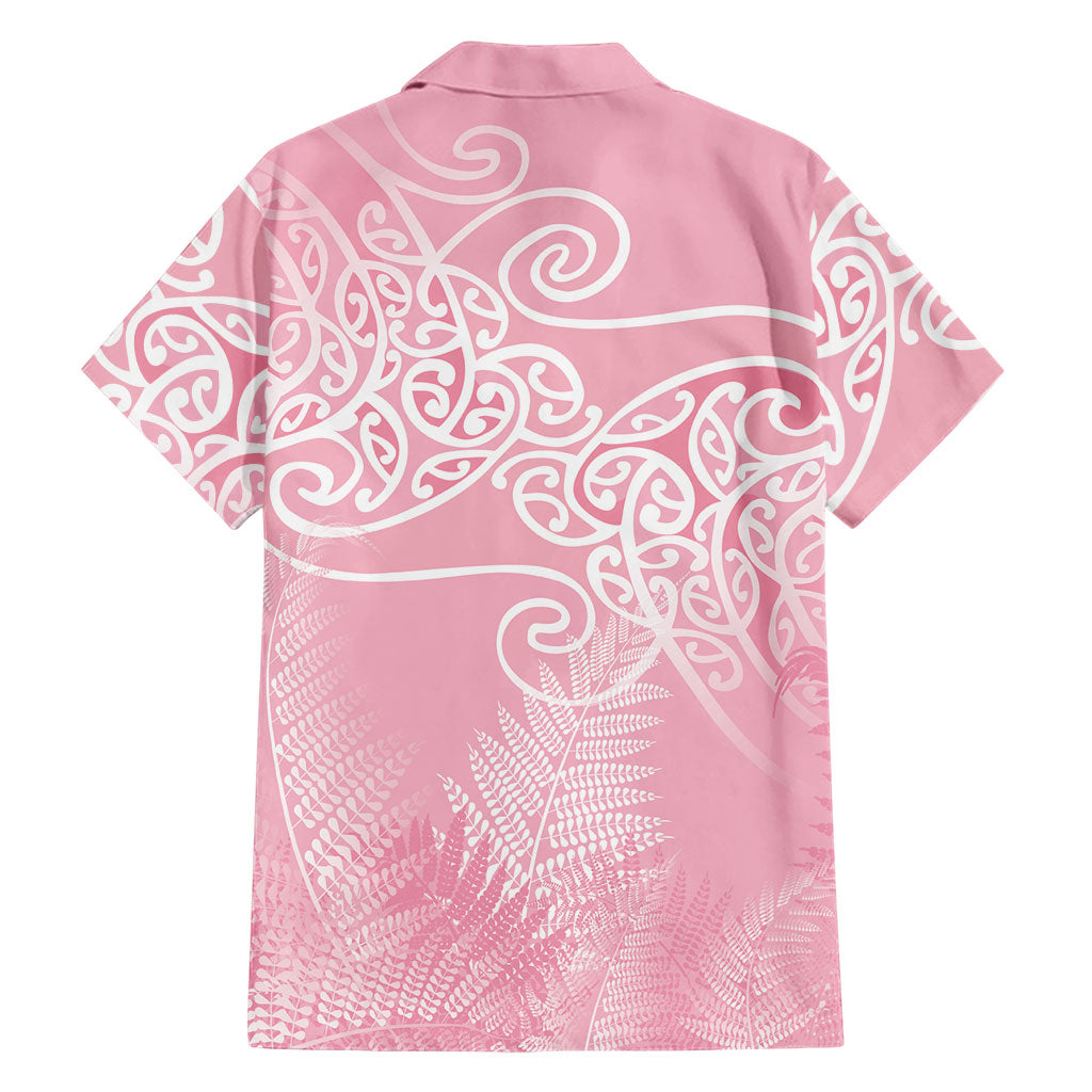 Aotearoa Maori Koru Curves Family Matching Summer Maxi Dress and Hawaiian Shirt Silver Ferns - Rose Pink LT7 - Polynesian Pride