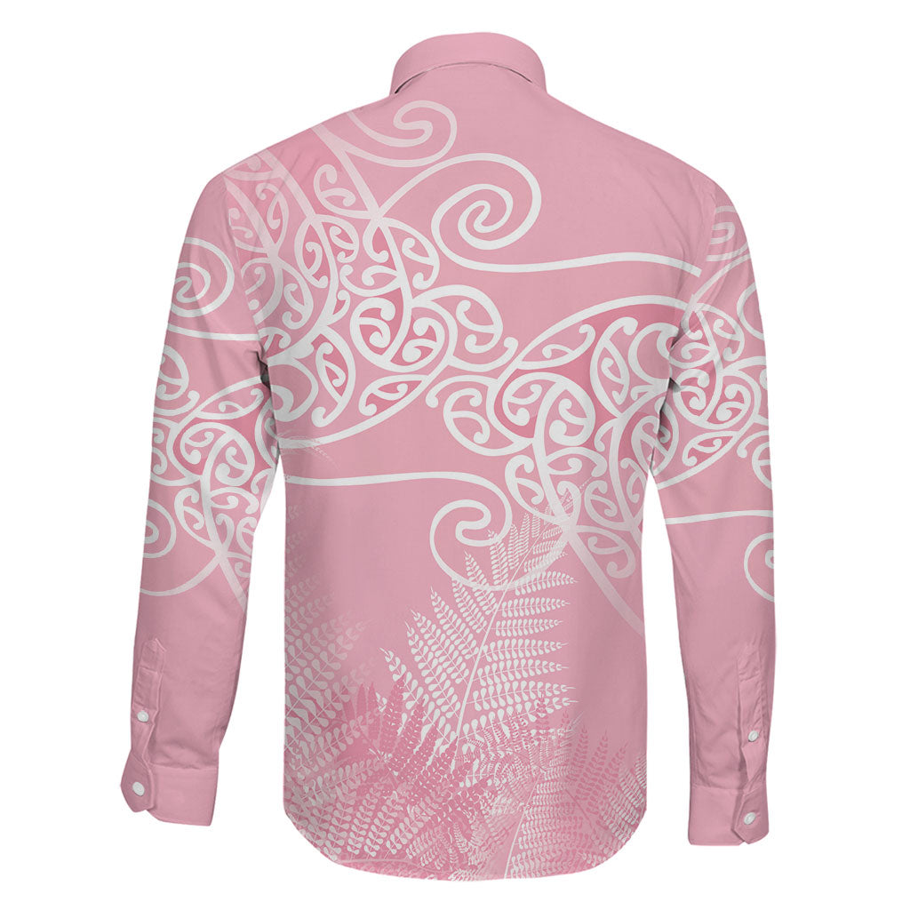 Aotearoa Maori Koru Curves Family Matching Summer Maxi Dress and Hawaiian Shirt Silver Ferns - Rose Pink LT7 - Polynesian Pride