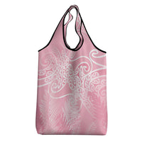 Aotearoa Maori Koru Curves Grocery Bag Silver Ferns - Rose Pink