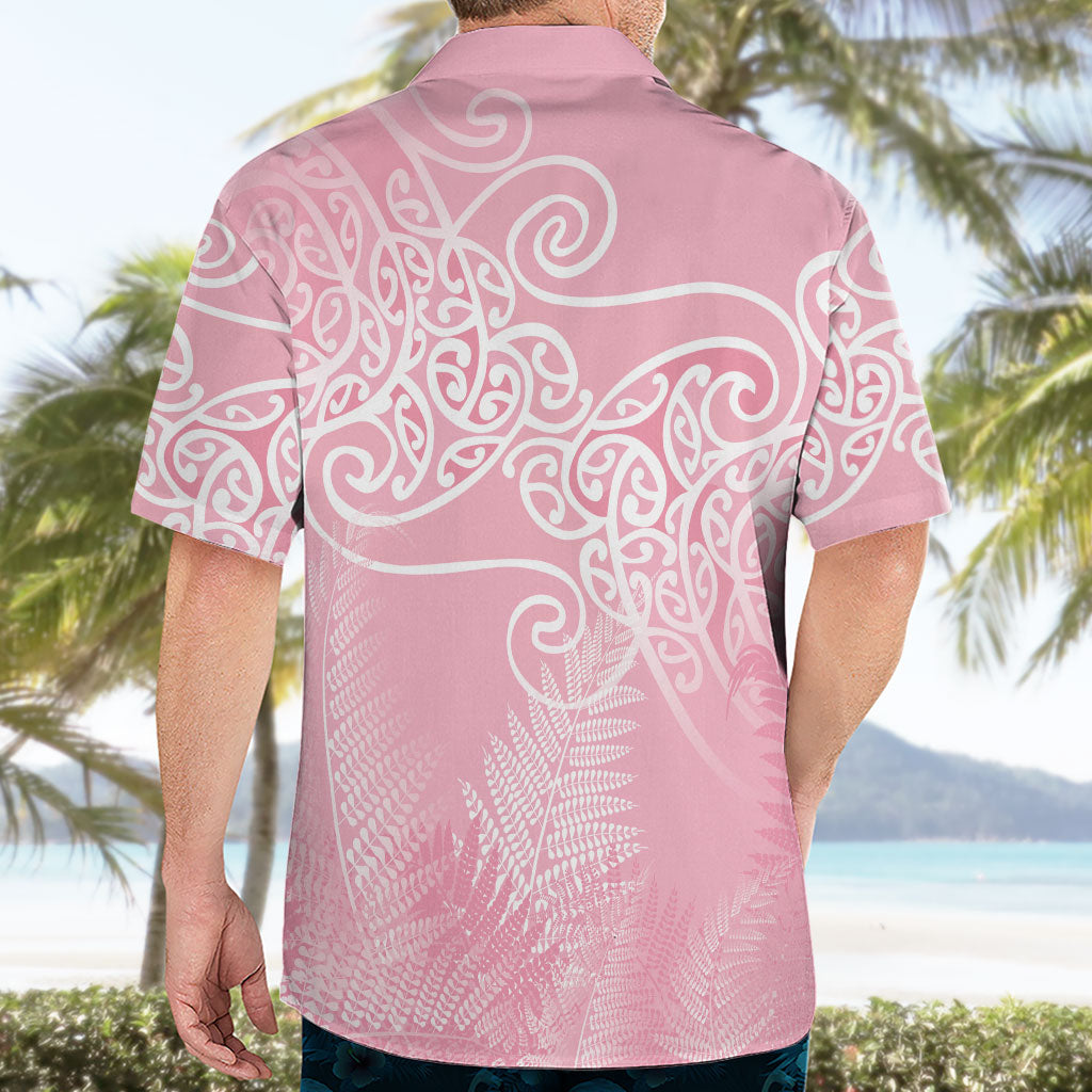 Aotearoa Maori Koru Curves Hawaiian Shirt Silver Ferns - Rose Pink LT7 - Polynesian Pride