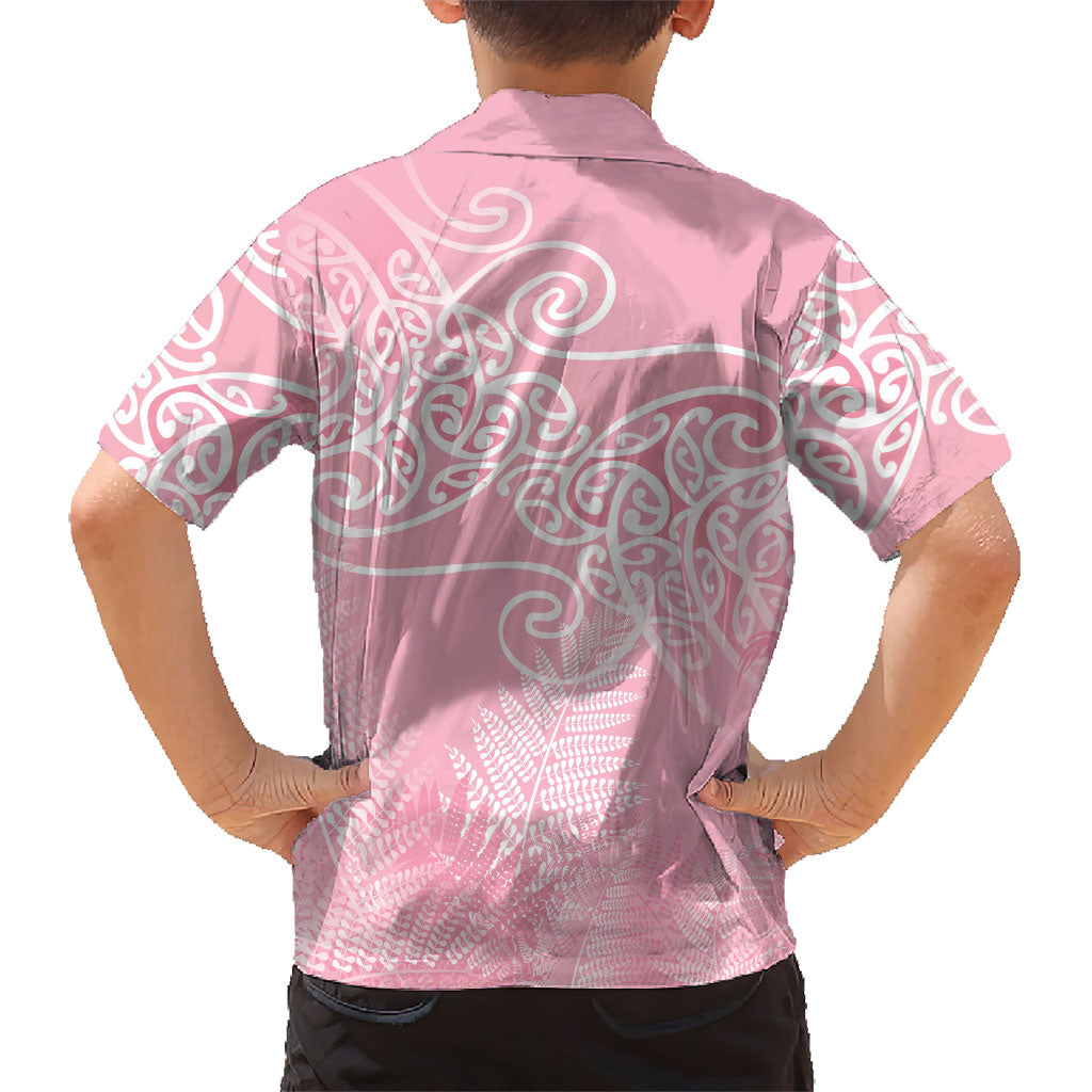 Aotearoa Maori Koru Curves Hawaiian Shirt Silver Ferns - Rose Pink LT7 - Polynesian Pride
