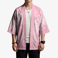 Aotearoa Maori Koru Curves Kimono Silver Ferns - Rose Pink