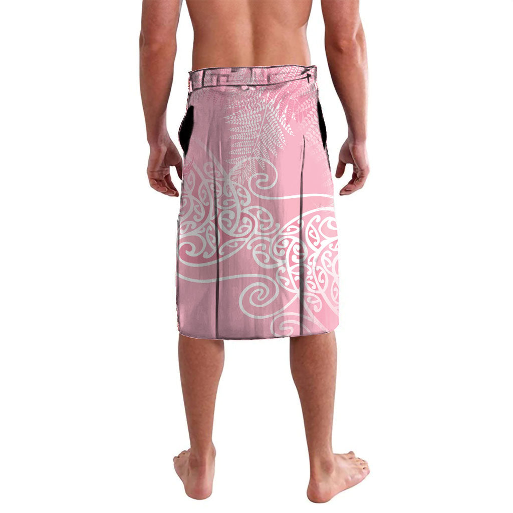 Aotearoa Maori Koru Curves Lavalava Silver Ferns - Rose Pink