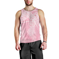 Aotearoa Maori Koru Curves Men Tank Top Silver Ferns - Rose Pink