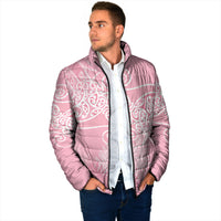 Aotearoa Maori Koru Curves Padded Jacket Silver Ferns - Rose Pink