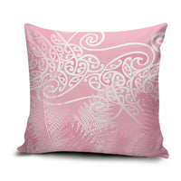 Aotearoa Maori Koru Curves Pillow Cover Silver Ferns - Rose Pink