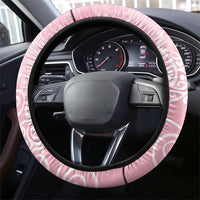 Aotearoa Maori Koru Curves Steering Wheel Cover Silver Ferns - Rose Pink