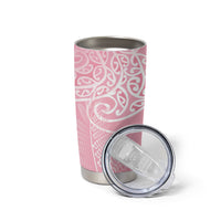 Aotearoa Maori Koru Curves Tumbler Cup Silver Ferns - Rose Pink LT7 - Polynesian Pride