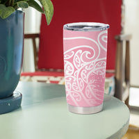 Aotearoa Maori Koru Curves Tumbler Cup Silver Ferns - Rose Pink LT7 - Polynesian Pride