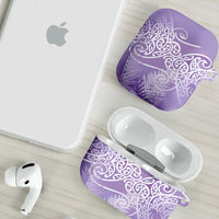 Aotearoa Maori Koru Curves AirPods Case Silver Ferns - Amethyst