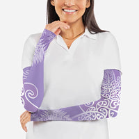 Aotearoa Maori Koru Curves Arm Sleeves Silver Ferns - Amethyst