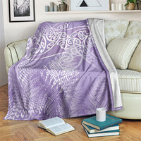 Aotearoa Maori Koru Curves Blanket Silver Ferns - Amethyst