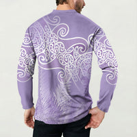 Aotearoa Maori Koru Curves Button Sweatshirt Silver Ferns - Amethyst