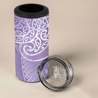 Aotearoa Maori Koru Curves 4 in 1 Can Cooler Tumbler Silver Ferns - Amethyst