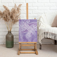 Aotearoa Maori Koru Curves Canvas Wall Art Silver Ferns - Amethyst