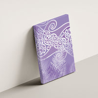Aotearoa Maori Koru Curves Canvas Wall Art Silver Ferns - Amethyst