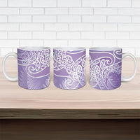 Aotearoa Maori Koru Curves Ceramic Mug Silver Ferns - Amethyst