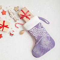 Aotearoa Maori Koru Curves Christmas Stocking Silver Ferns - Amethyst LT7 - Polynesian Pride
