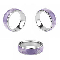 Aotearoa Maori Koru Curves Classic Ring Silver Ferns - Amethyst LT7 - Polynesian Pride