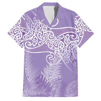 Aotearoa Maori Koru Curves Family Matching Mermaid Dress and Hawaiian Shirt Silver Ferns - Amethyst