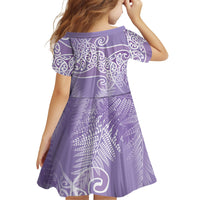 Aotearoa Maori Koru Curves Family Matching Off Shoulder Maxi Dress and Hawaiian Shirt Silver Ferns - Amethyst