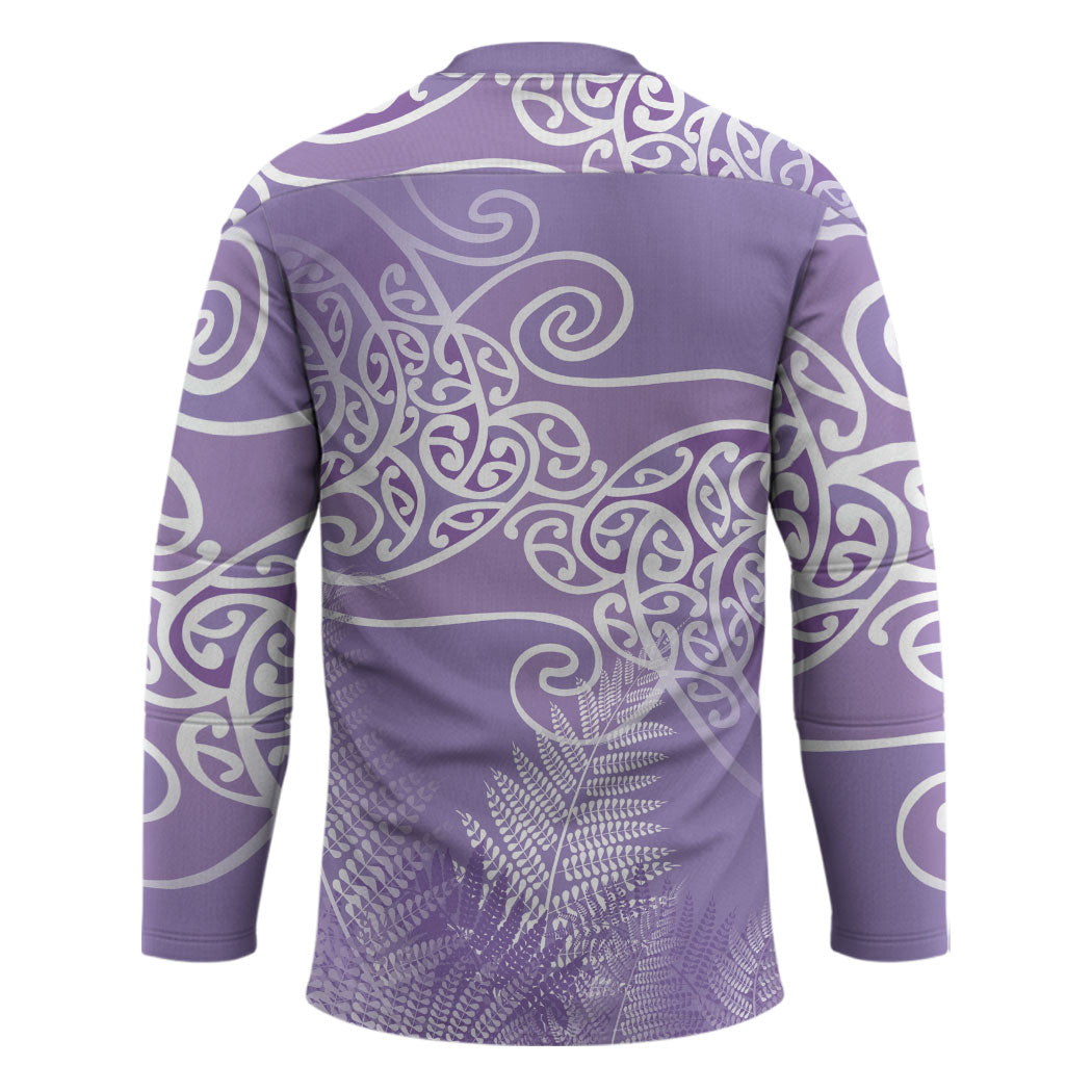 Aotearoa Maori Koru Curves Hockey Jersey Silver Ferns - Amethyst